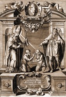Святые Бонифаций и Карломан. Фронтиспис из кн.: Brovver Ch. Fuldensium antiquitatum libri IIII. Antverpiae, 1612