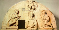 Св. Цецилия и ангелы. Тимпан из ц. св. Цецилии (музей Шнютгена в Кёльне)