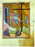 Снятие с Креста. Миниатюра из Евангелия. «Малатии». 1268 г. Мастер Торос Рослин (Матенадаран. № 10675)