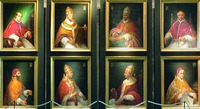 Антипапа Климент VII (слева в нижнем ряду) среди пап периода &quot;Авиньонского пленения&quot;. 1870 г. Худож. Ш. Гарнье (собор Нотр-Дам-де-Дом в Авиньоне)