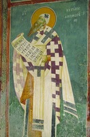 Свт. Кирилл Александрийский. Роспись ц. вмч. Никиты в Чучере, Сербия. 1320 г.