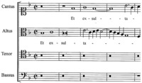 Пример 4а. «Обычные» ключи в «Magnificat» 2-го тона Дж. П. да Палестрины (1591)