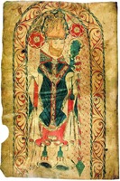 Св. Колумба. Миниатюра из рукописи. Сер. XVI в. (Bodl. Rawl. B. 514. Fol. 111v)