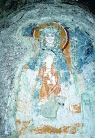 «Богоматерь Царица», с предстоящими царственными женами. Роспись нижней церкви базилики сщмч. Климента. 2-я пол. VIII в.