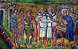 Волхвы перед царем Иродом Великим. Мозаика ц. Санта-Мария Маджоре в Риме. 432–440 гг.