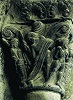 Жертвоприношение Авраама. Капитель юж. портала собора Сан-Педро в Хаке. Кон. XI в.