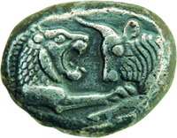 Лев и бык. Статер правителя Лидии Крёза. 561–545 гг. до Р. Х.