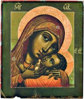 Корсунская икона Божией Матери «Умиление». Иконописец А. И. Квашнин. 1708 г. (частное собрание)