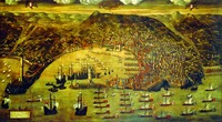 Вид Генуи и ее флота. Копия с рисунка 1481 г. Худож. Кристофоро де Гасси (Морской музей Галата, Генуя)