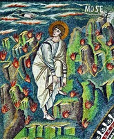 Прор. Моисей перед Неопалимой Купиной. Мозаика ц. Сан-Витале в Равенне. VI в.