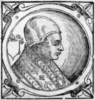 Лев IV, папа Римский. Гравюра из кн.: Platina B. Historia. 1626. P. 123 (РГБ)