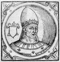 Лев V, папа Римский. Гравюра из кн.: Platina B. Historia. 1626. P. 139 (РГБ)