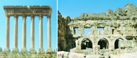Руины центрального дворца и фрагмент коллонады храма Юпитера в Баальбеке. I–III вв.
