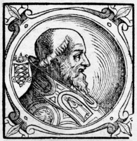 Лев IX, папа Римский. Гравюра из кн.: Platina B. Historia. 1626. P. 159 (РГБ)