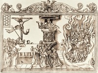 Истинная и ложная церковь. Гравюра. Ок. 1546 г. Мастер Л. Кранах Младший (Гравюрный кабинет Гос. художественного собрания, Дрезден)