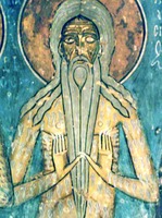 Прп. Макарий Великий. Роспись кельи прп. Неофита. 1138 г. (Пафос, Кипр)