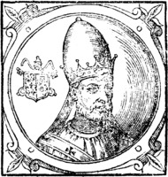 Мартин IV, папа Римский. Гравюра из кн.: Platina B. Historia. 1600. P. 240 (РГБ)