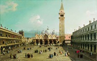 Площадь Сан-Марко с базиликой. 1730 г. Худож. Каналетто (Художественный музей Фогга, Кеймбридж, шт. Массачусетс, США)