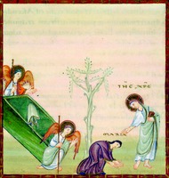 «Не прикасайся ко Мне!..» (Noli me tangere). Миниатюра из Кодекса Эгберта. Ок. 977–993 гг. (Staatsbibliothek, Trier. 24. Fol. 91)
