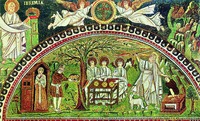 Гостеприимство Авраама. Мозаика в ц. Сан-Витале в Равенне. 532–547 гг.