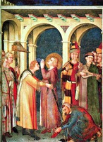 Посвящение в рыцари. Роспись капеллы Сан-Мартино в нижней ц. Сан-Франческо в Ассизи. 1317–1322 гг. Худож. Симоне Мартини