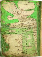 Карта Британии. Миниатюра из «Истории англов». 1250–1259 гг. (Lond. Brit. Lib. Royal 14. C VII. Fol. 5v)