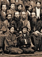 Сщмч. Митрофан Цзи (сидит во 2-м ряду 2-й справа) среди участников Токийского Собора. Фотография. 1882 г.