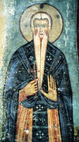 Прп. Евфимий Великий. Роспись ц. Епископи на о-ве Санторин, Греция. Ок. 1181 г.