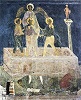 Три отрока в пещи огненной. Роспись жертвенника Успенского собора. Кон. XV — нач. XVI в. 