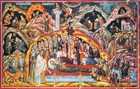 Житие и успение прп. Ефрема Сирина. Роспись ц. Трех святителей мон-ря Варлаама в Метеорах, Греция. 1637 г.