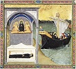 Похороны св. Моники. Блж. Августин отплывает из Африки. 1430 г. Мастер Оссерванца (Музей Фицуильяма, Кембридж)