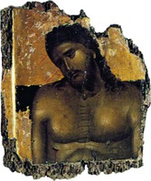Христос во гробе. Икона. XIV в. (Музей мон-ря Метеоры, Греция)