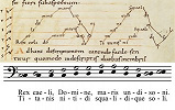 Пример 1. Органум на секвенцию «Rex caeli, Domine» (начало) в рукописи: Bamberg, Staatsbibl. Var. 1