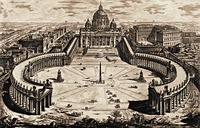 Вид на базилику и площадь ап. Петра. Гравюра из серии «Виды Рима». 1748 г. Худож. Дж. Б. Пиранези