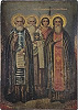 Прп. Савва Стромынский (крайний справа) среди избранных святых. Икона. Нач. ХХ в. (ц. Успения Пресв. Богородицы, Стромынь). 