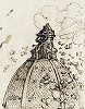 Разрушенные молнией фонарь и купол собора. Рисунок. Нач. XVII в. (Музей Ашмоля, Оксфорд)