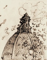Разрушенные молнией фонарь и купол собора. Рисунок. Нач. XVII в. (Музей Ашмоля, Оксфорд)