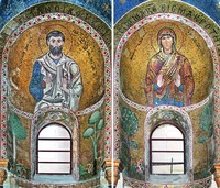 Прав. Иоаким. Прав. Анна. Мозаики в конхах боковых алтарных апсид. 1146 — ок. 1151 г. Фото: О. С. Овчарова