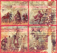 История прор. Самуила и царя Саула. Миниатюра из Кведлинбургской Италы. 2-я четв. V в. (Berlin. SB. Theol. lat. Fol. 485. Fol. 2r)