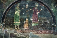 Ктиторская композиция. Роспись ц. вмц. Марины. XIII–XIV вв. Фото: В. А. Заварицкая