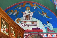 Сожжение мощей свт. Саввы Сербского. Роспись ц. свт. Саввы Сербского Крыпецкого во имя ап. Иоанна Богослова мон-ря. Нач. ХХI в. Фото: А. С. Зверев