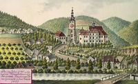 Сазавский монастырь. Акварель. 1822 г. Художник Д. Венуто (Австрийская Национальная б-ка, Вена)