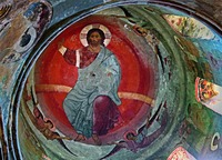 Вознесение Господне. Роспись купола ц. прп. Саввы Освященного. Кон. XIII — 1-я пол. XIV в. Фото: В. А. Заварицкая