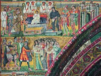 Поклонение волхвов. Избиение младенцев. Мозаика триумфальной арки. 432–440 гг. Фото: И. А. Орецкая