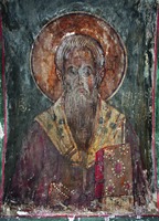 Сщмч. Харалампий. Роспись свода арки под хорами ц. Успения Пресв. Богородицы. XIII–XIV вв. Фото: Нели Чакветадзе