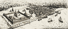 Кремль и посад Мангазеи. План-реконструкция М. И. Белова, Н. Г. Ракова. 1980 г.