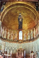 Вид на мозаики центральной алтарной апсиды и триумфальной арки ц. Санта-Мария-Ассунта. Кон. XI — нач. XII в.