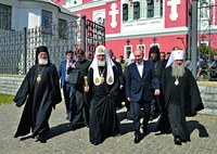 Посещение Спасо-Преображенского Валаамского мон-ря. Фотография. 18 июля 2018 г. Фото: kremlin.ru