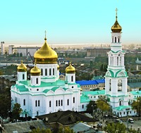 Кафедральный собор в честь Рождества Пресв. Богородицы в Ростове-на-Дону. 1854–1860 гг. Архит. К. А. Тон. Фотография. 2009 г. Фото: Д. Артемьев/Wikimedia Commons