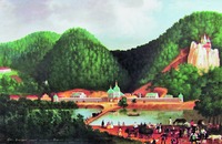 Вид Святогорской Успенской пустыни Харьковской губ. 1847 г. Худож. Д. М. Макаренков (Егорьевский историко-художественный музей)